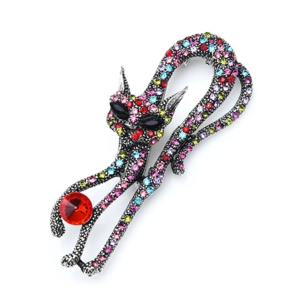 Jewelry - Rhinestone Cat Brooch/Necklace
